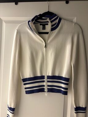 Forever 21 White Jacket with Navy Trim